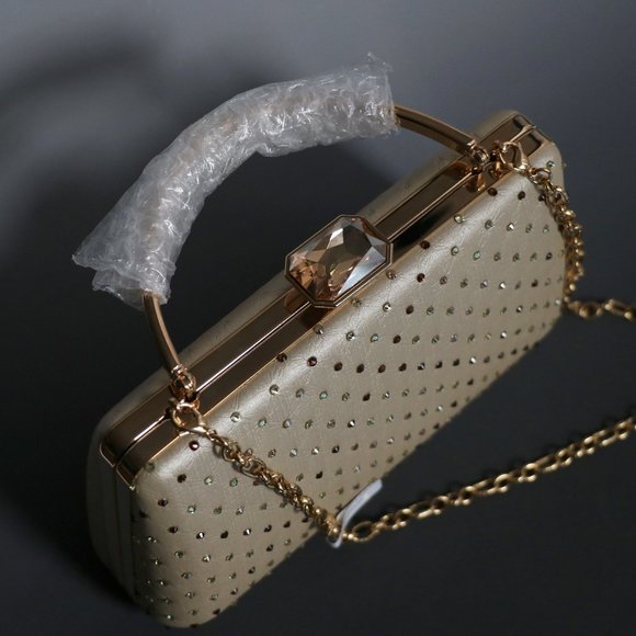 NEW Jimmy Crystal Gold Rhinestone Clutch - Picture 10 of 10